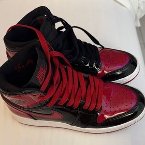 Nike Black and Red Patent Leather Sneakers